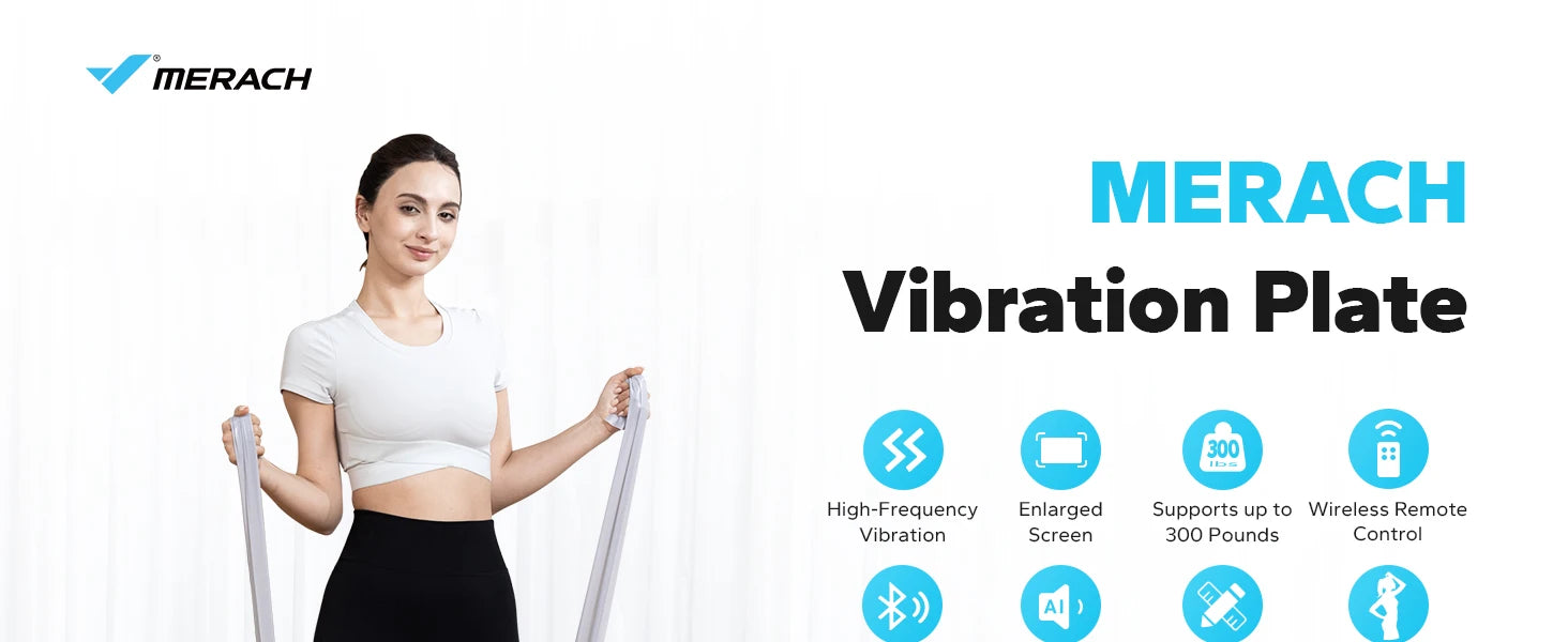 Plateforme vibrante MERACH pour fitness complet du corps, appareil de sport pour la maison, idéal pour tonification musculaire.