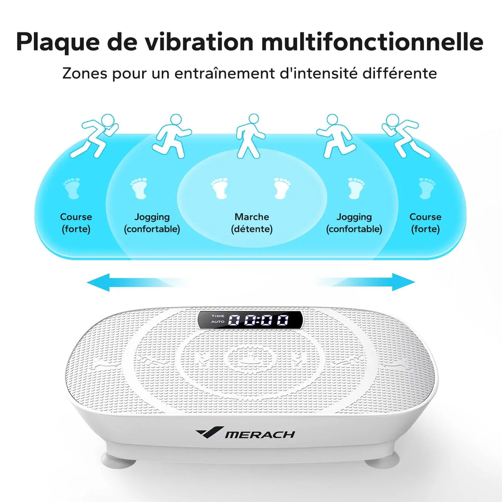 Plateforme vibrante MERACH pour fitness complet du corps, appareil de sport pour la maison, avec surface antidérapante.