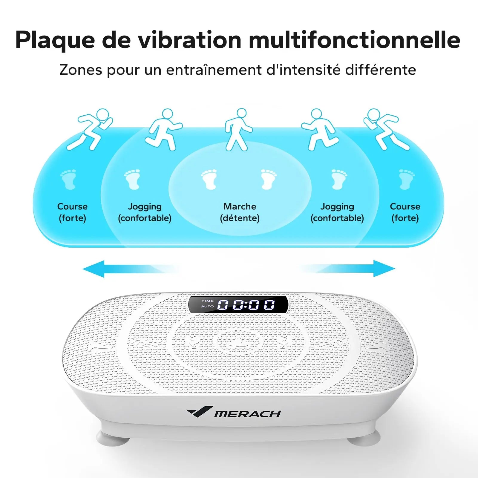 Plateforme vibrante MERACH pour fitness complet du corps, appareil de sport pour la maison, avec surface antidérapante.
