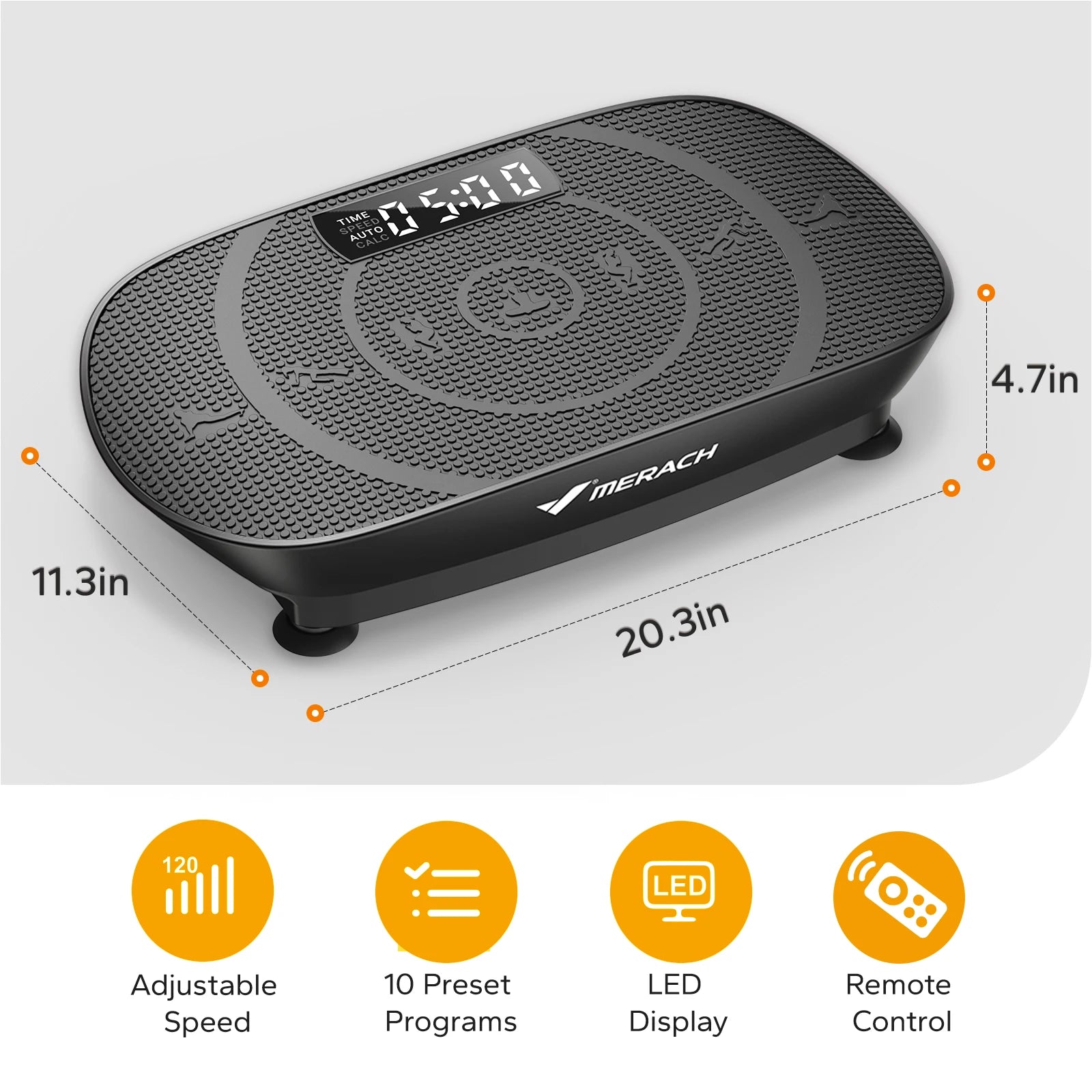 Plateforme vibrante MERACH pour fitness complet du corps, appareil de sport pour maison, robuste et facile à utiliser.