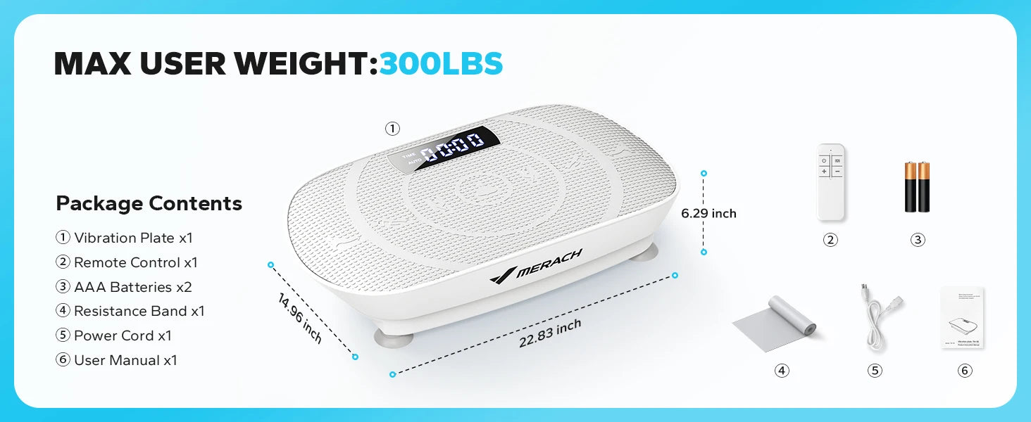 Plateforme vibrante MERACH pour fitness complet du corps, appareil de sport pour maison, robuste et facile à utiliser.