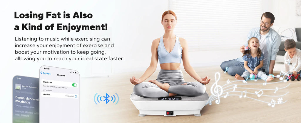 Plateforme vibrante Merach pour fitness complet du corps, appareil de sport pour exercices à domicile, idéal pour renforcer muscles et équilibre.