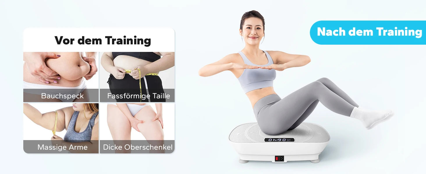 Plateforme vibrante MERACH de fitness pour le corps entier, appareil de sport pour maison, avec surface antidérapante et contrôle.