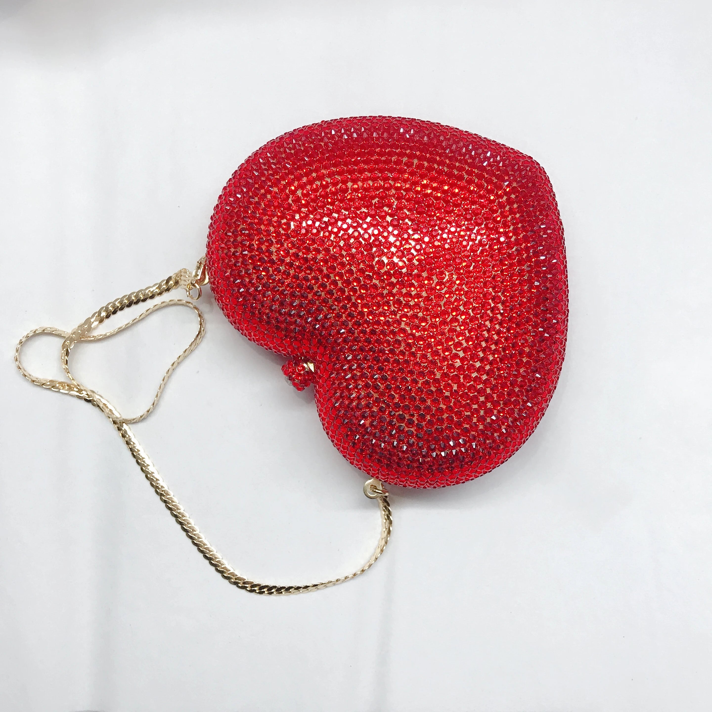 Pochette soirée en forme de cœur Tigre avec strass, sac de fête luxe pour femme, idéal pour mariage ou événement élégant.