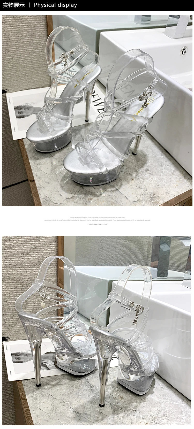 Sandales Plateformes Transparentes 20cm - Talons Hauts Sexy Soirée Club - badassmood