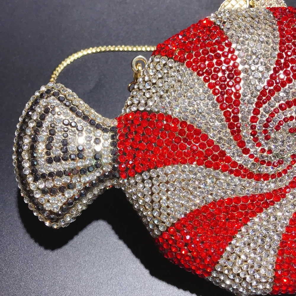 Pochette de soirée en strass et diamants pour femme, sac de mariage et fête luxe, coloris bonbon, élégante et brillante.