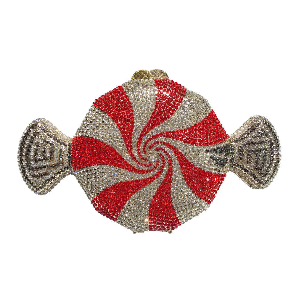 Pochette soirée en strass et diamants, sac de fête élégant pour femme, luxe et glamour pour mariages et événements.