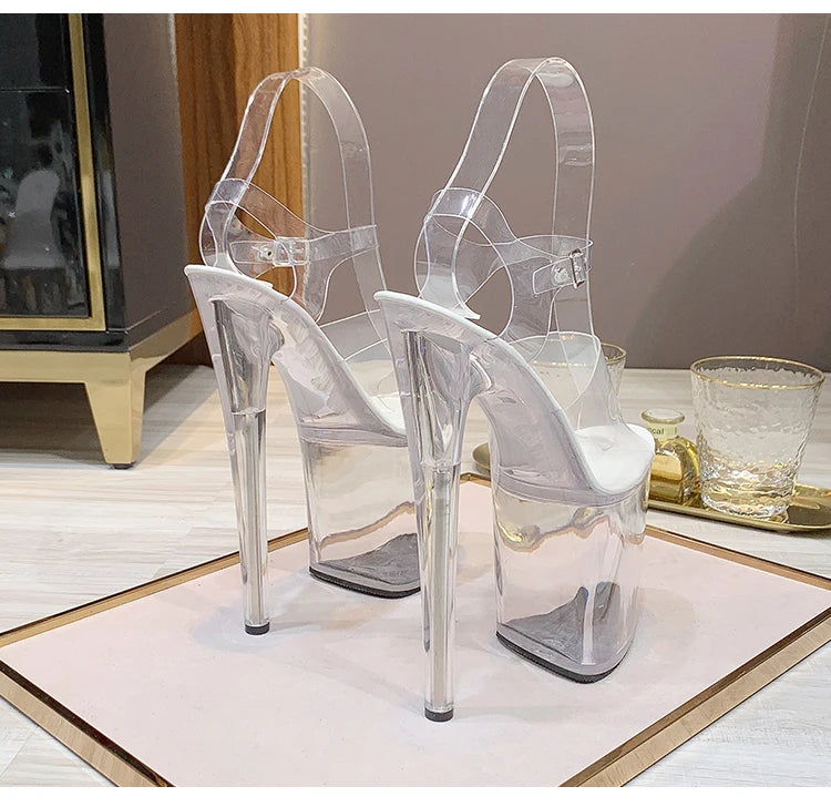 Sandales Plateformes Transparentes 20cm - Talons Hauts Sexy Soirée Club - badassmood