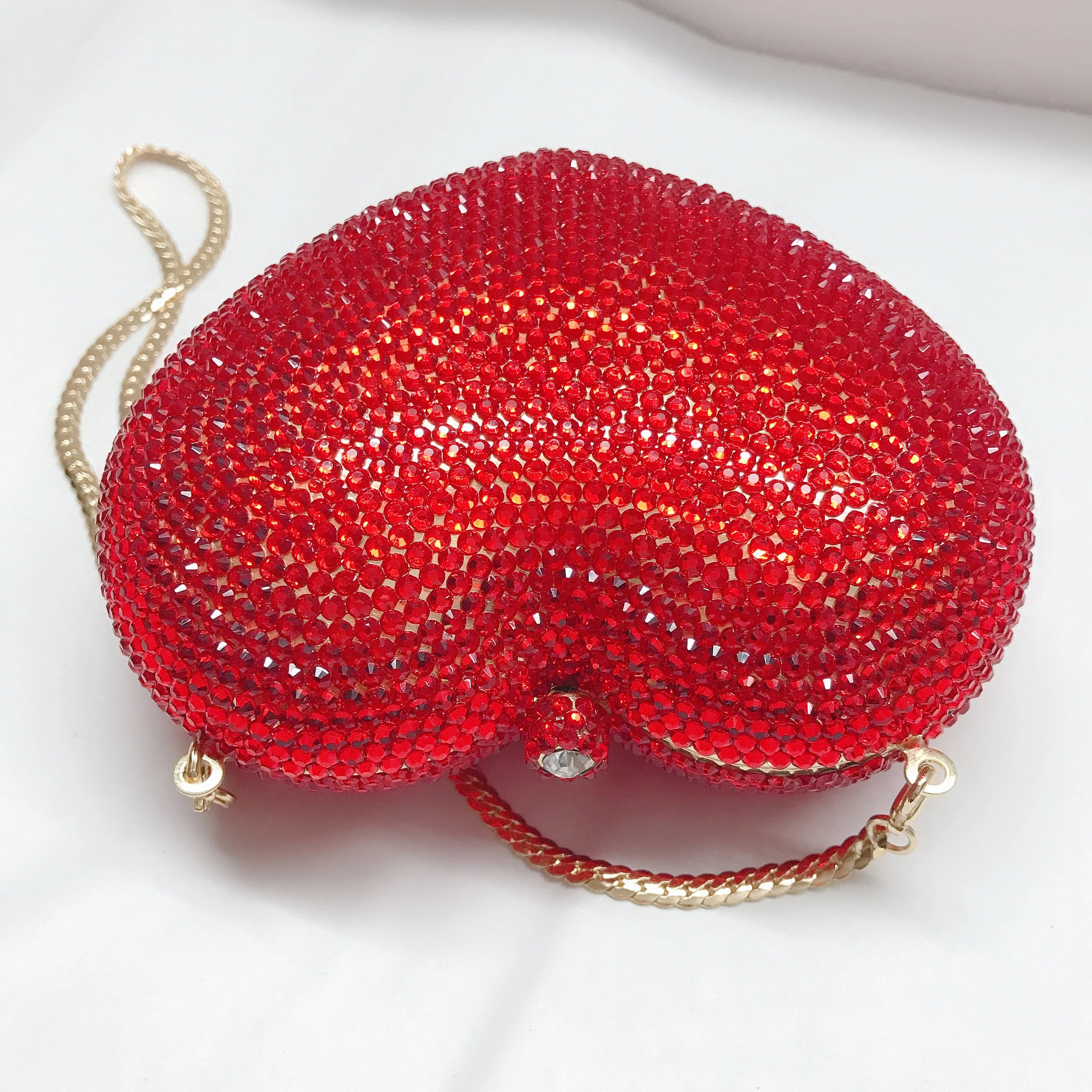 Pochette soirée en strass cœur tigre, sac de fête en luxe pour femme, accessoire élégant pour mariage ou événement spécial