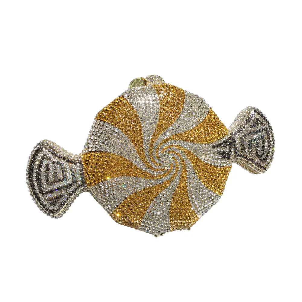 Pochette de soirée en strass et diamants pour femme, sac de mariage et fête élégant, couleur bonbon, luxe et tendance.