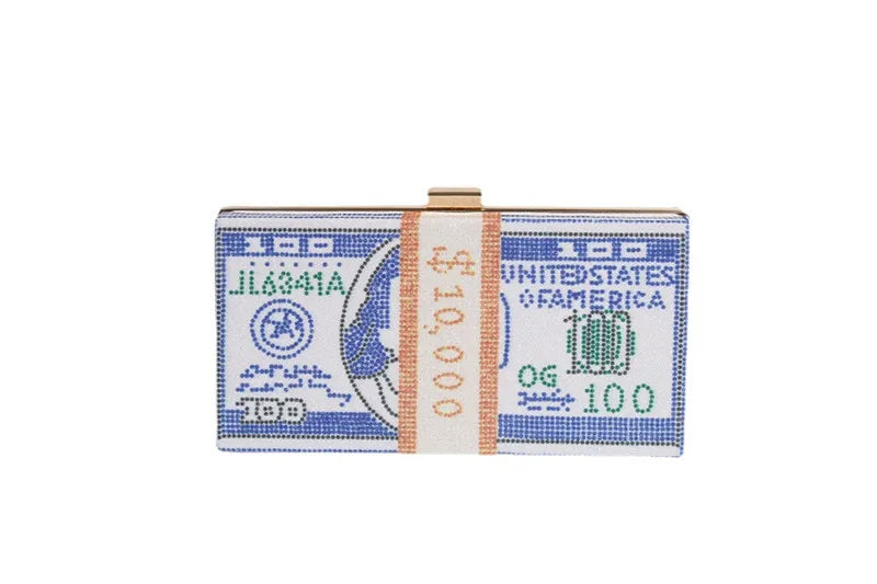 Pochette Liasse Billets Strass Luxe - Clutch Dollars Soirée Mariage Originale - badassmood