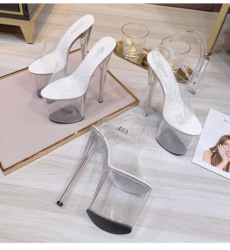 Sandales Plateformes Transparentes 20cm - Talons Hauts Sexy Soirée Club - badassmood