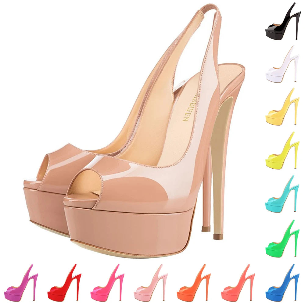 Sandales Talons Hauts 14cm Plateforme Bout Ouvert - Soirée Mariage Glamour - badassmood