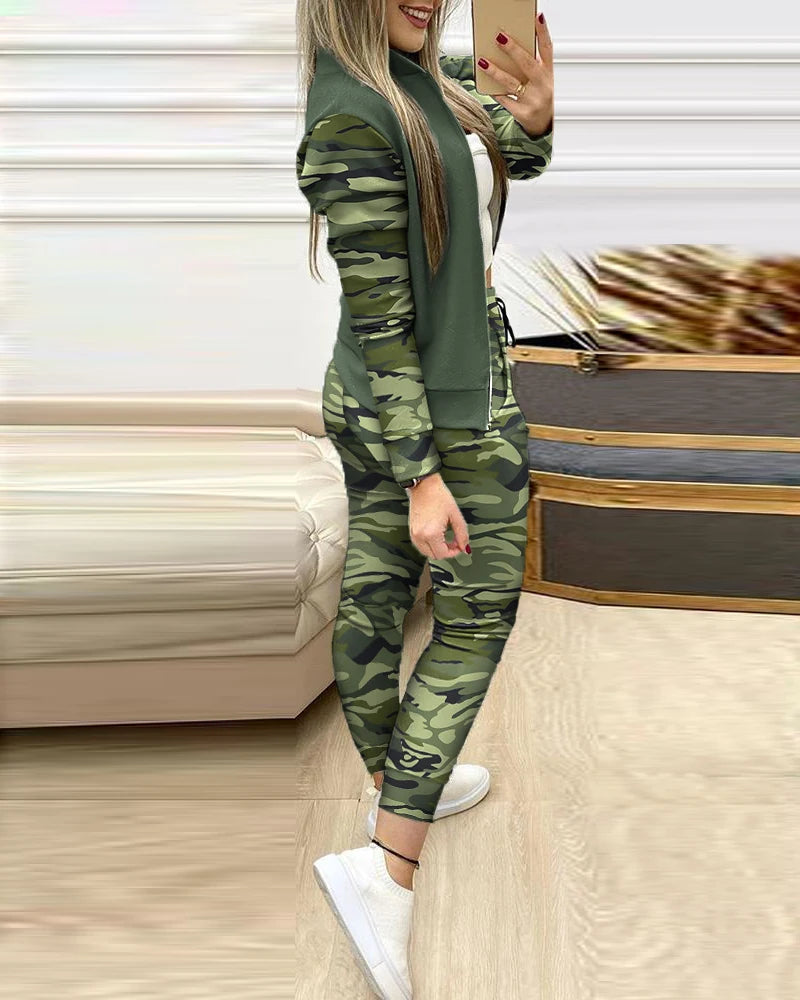 Ensemble Survêtement Femme 2 Pièces Hiver - Veste Zip Pantalon Sport