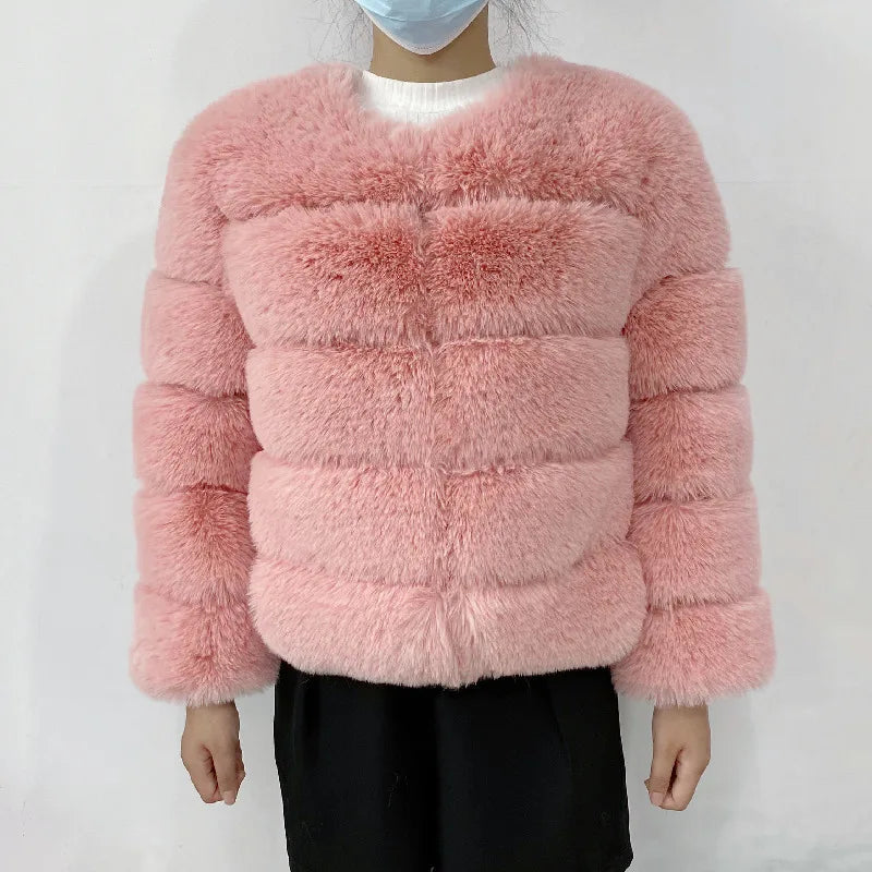 Veste Fourrure Renard Synthétique Beige Femme - Blouson Court Manches 3/4 - badassmood