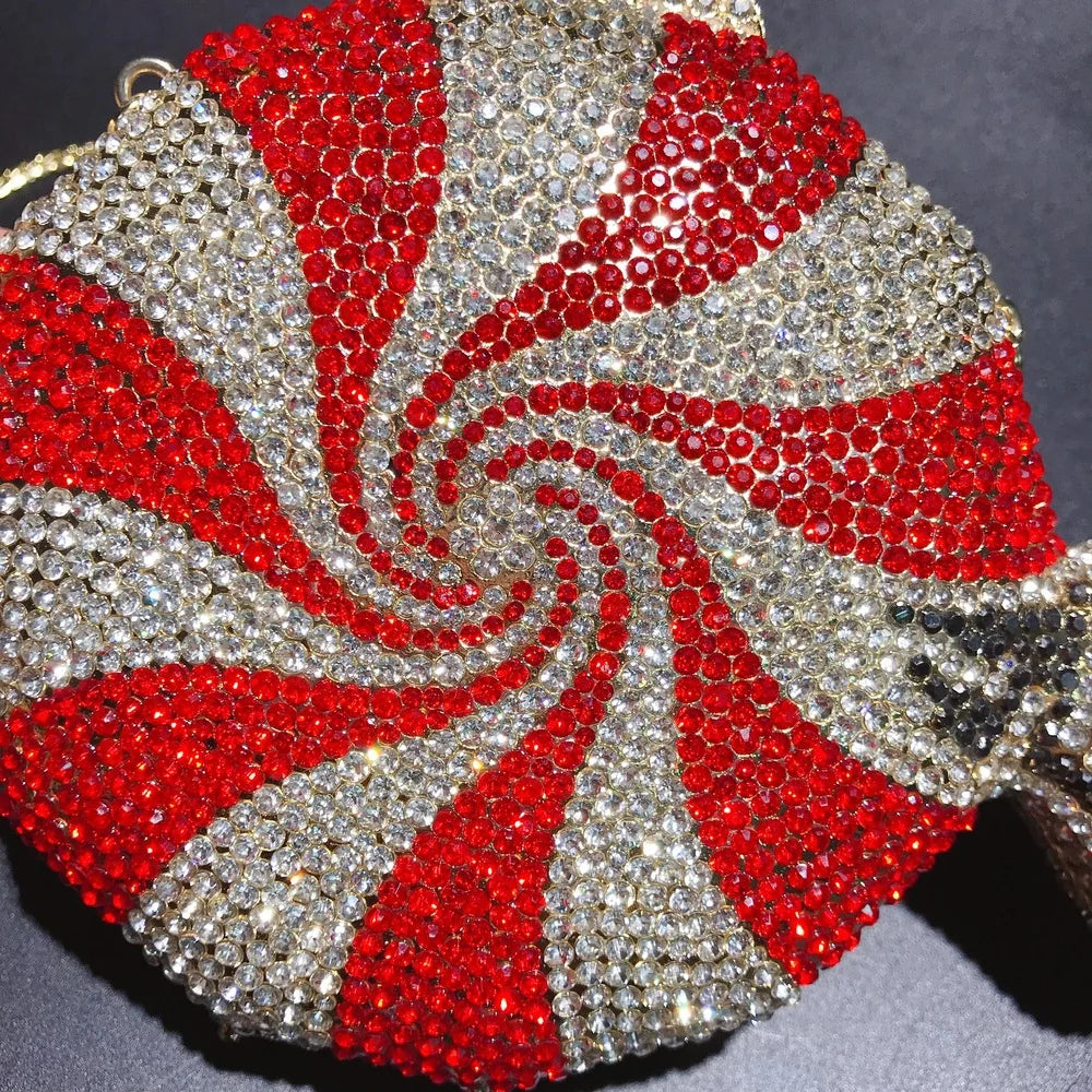 Pochette de soirée Bonbon Strass et Diamants, sac luxe pour mariage et fête, femme élégante, accessoire Badassmood.com