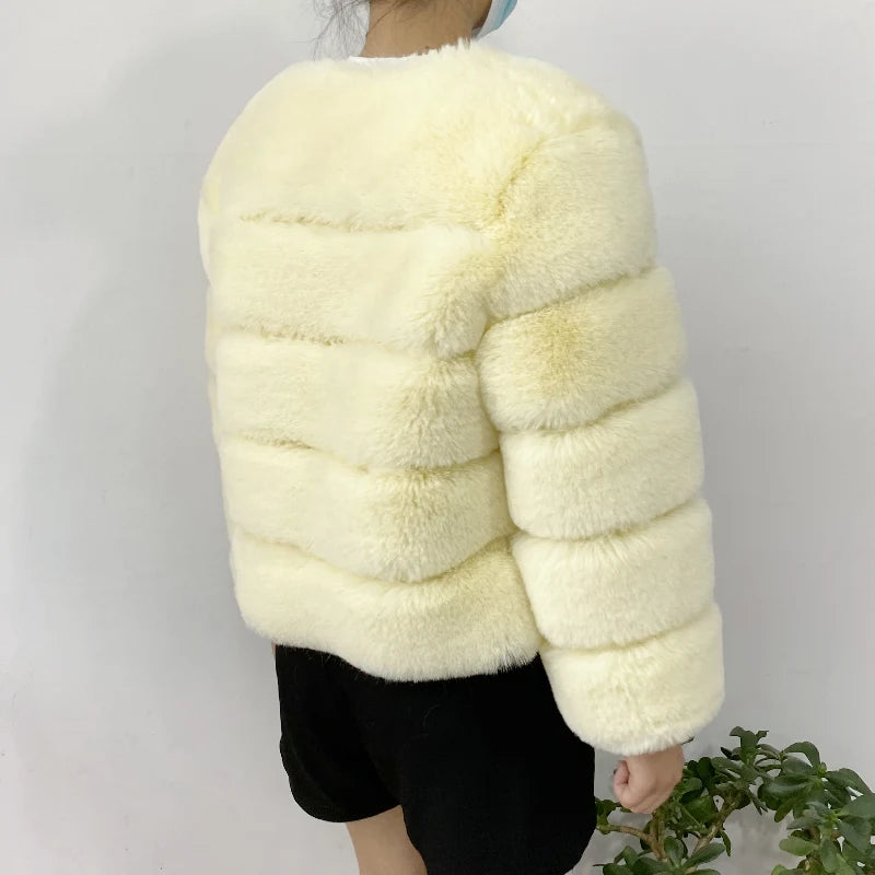 Veste Fourrure Renard Synthétique Beige Femme - Blouson Court Manches 3/4 - badassmood