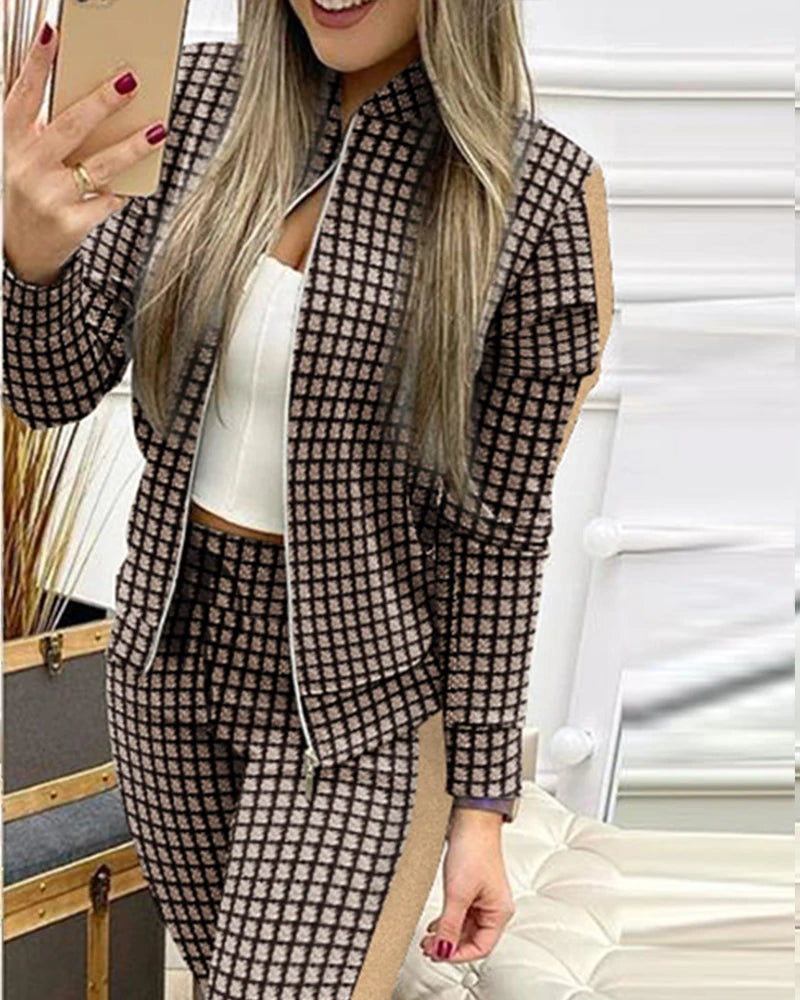 Ensemble Survêtement Femme 2 Pièces Hiver - Veste Zip Pantalon Sport