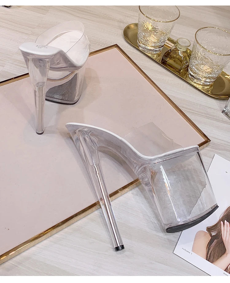 Sandales Plateformes Transparentes 20cm - Talons Hauts Sexy Soirée Club - badassmood
