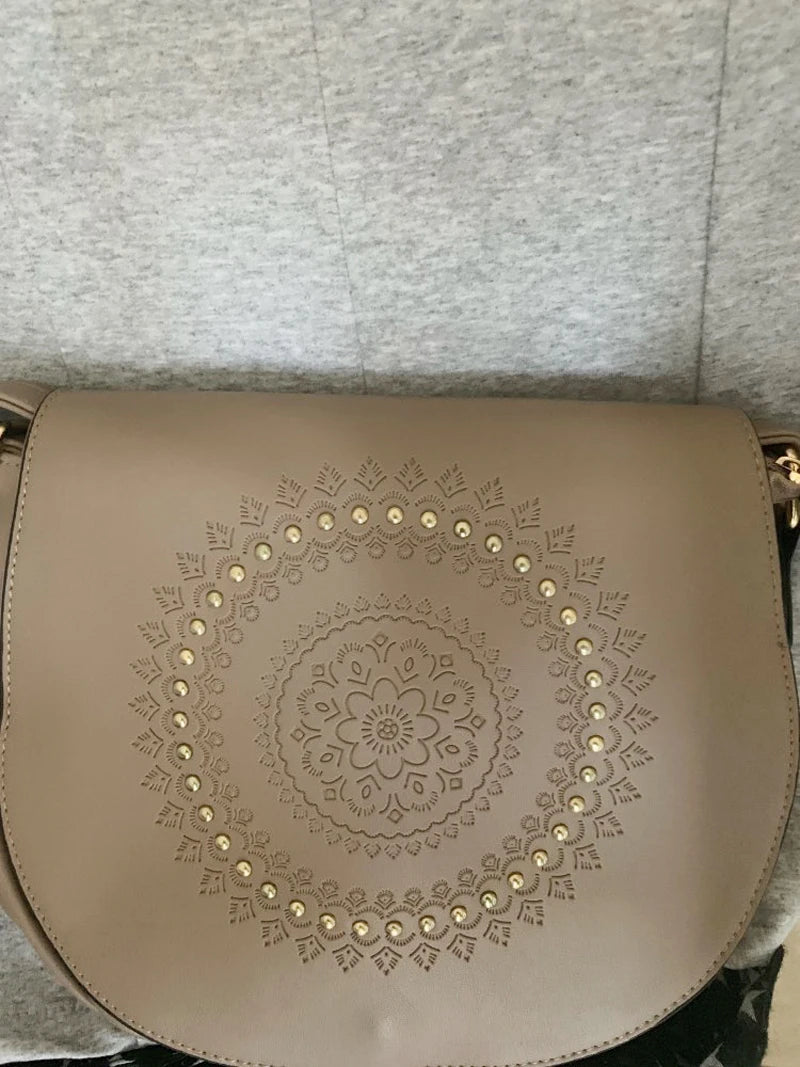 Sac Bandoulière Vintage Femme Cuir PU - Sac Messager Floral Rivets