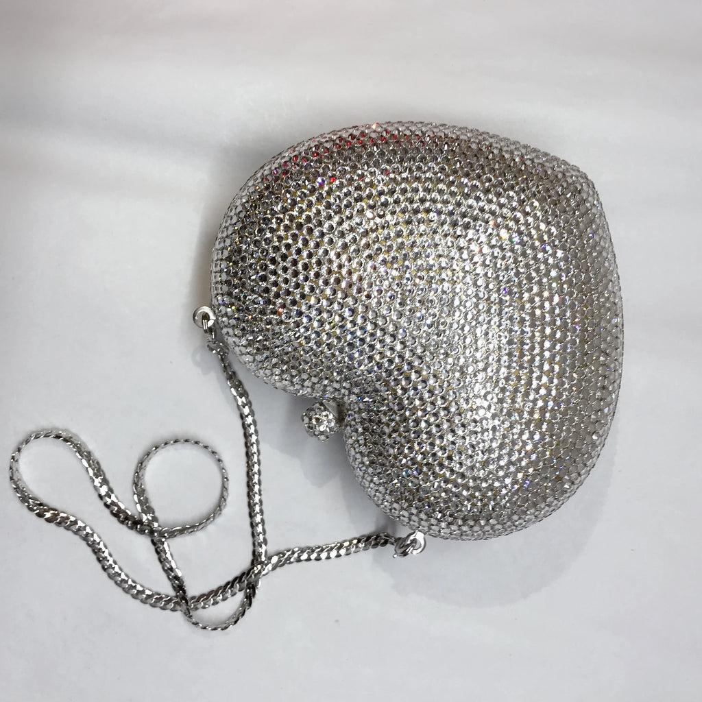 Pochette soirée en forme de cœur avec motif tigre et strass, sac de fête et mariage pour femme, design luxe badassmood.com
