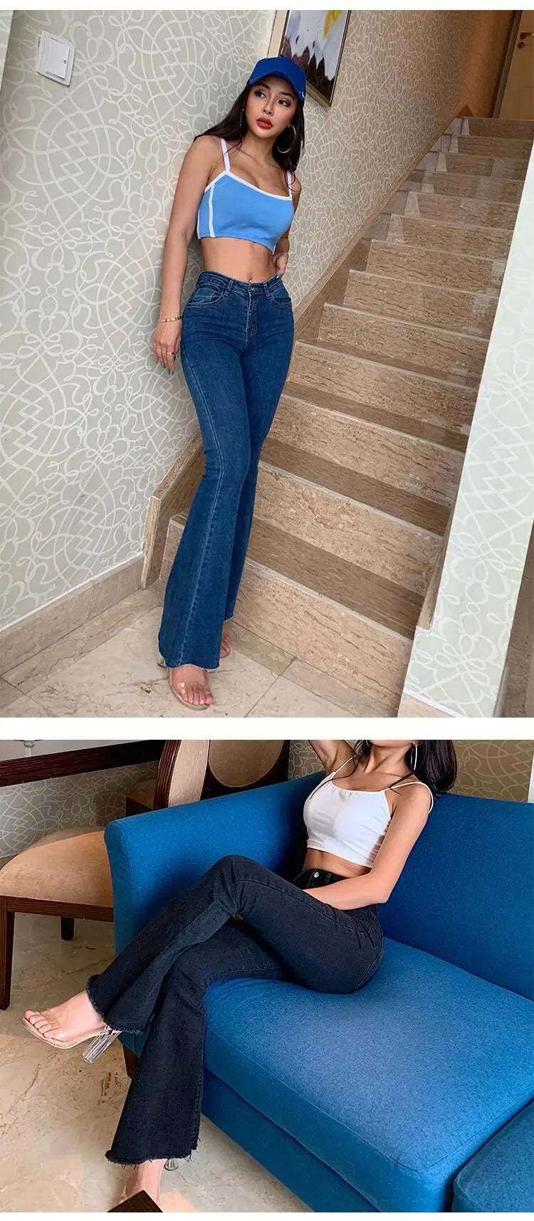 Jean Flare Femme Taille Haute Y2K - Denim Vintage Streetwear