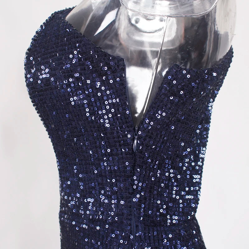 Robe de Soirée Sequins Asymétrique Femme - Robe Sirène Luxe Dos Nu