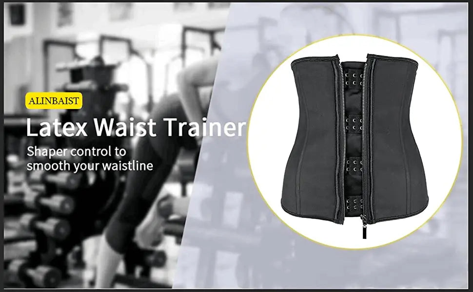 Corset Gaine Amincissante Latex Femme - Ceinture Minceur Zip Noir