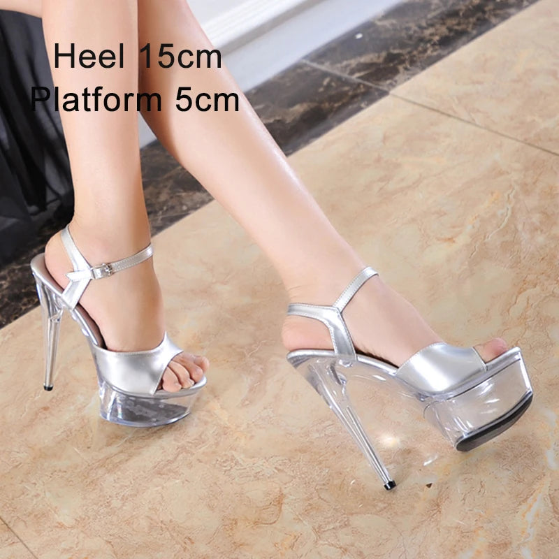 Sandales Plateformes Transparentes 20cm - Talons Hauts Sexy Soirée Club - badassmood