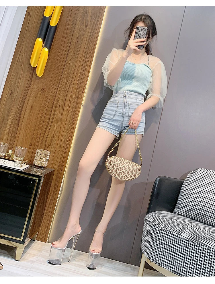 Sandales Plateformes Transparentes 20cm - Talons Hauts Sexy Soirée Club - badassmood