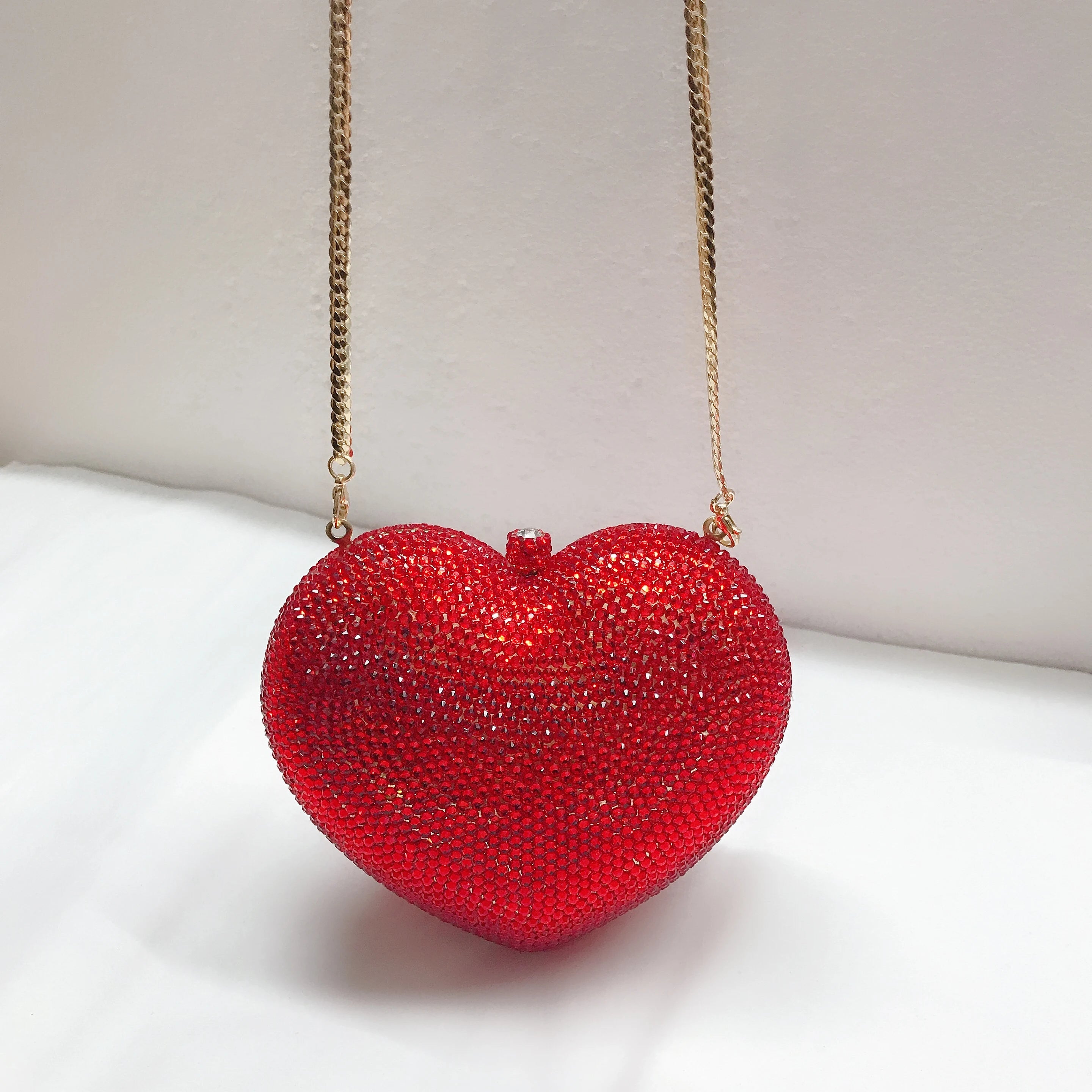 Pochette soirée en forme de cœur tigre ornée de strass, sac élégant pour mariage et fête pour femme, BadassMood.