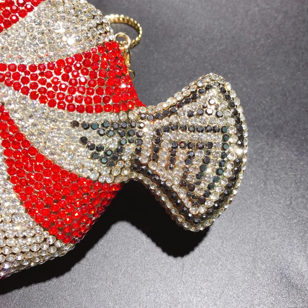 Pochette de soirée en strass et diamants, sac luxe pour mariage et fête, accessoire élégant pour femme.