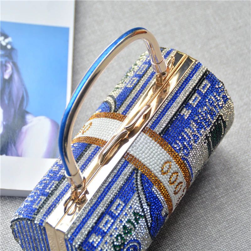 Pochette Liasse Billets Strass Luxe - Clutch Dollars Soirée Mariage Originale - badassmood