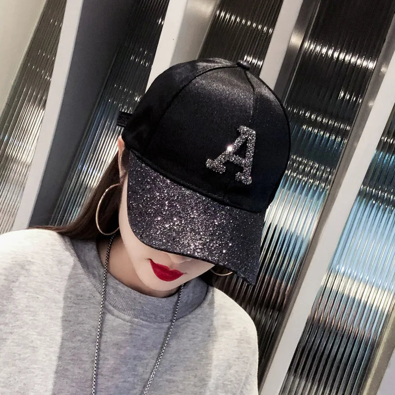 Casquette Baseball Femme Strass Paillettes - Snapback Hip Hop Été