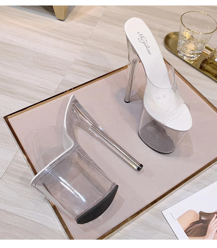 Sandales Plateformes Transparentes 20cm - Talons Hauts Sexy Soirée Club - badassmood