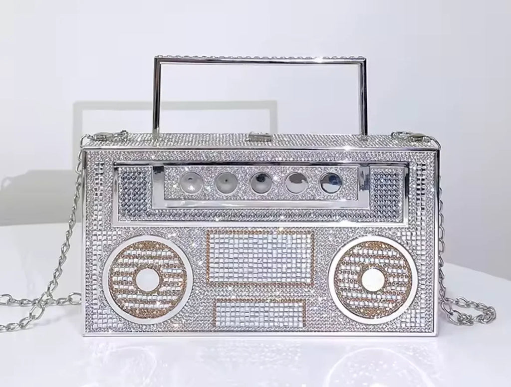 Pochette soirée en forme de cœur Tigre avec strass, sac de mariage et fête pour femme, luxe et élégance.