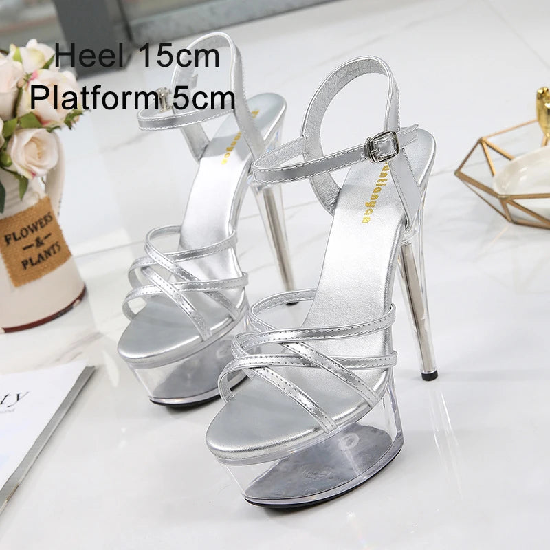 Sandales Plateformes Transparentes 20cm - Talons Hauts Sexy Soirée Club - badassmood