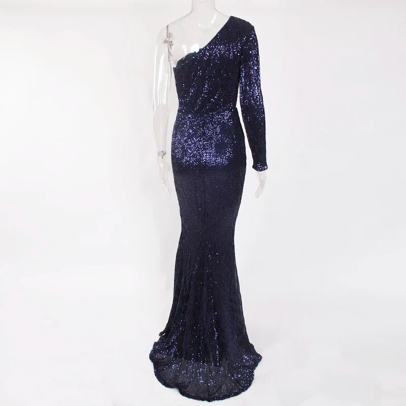 Robe de Soirée Sequins Asymétrique Femme - Robe Sirène Luxe Dos Nu