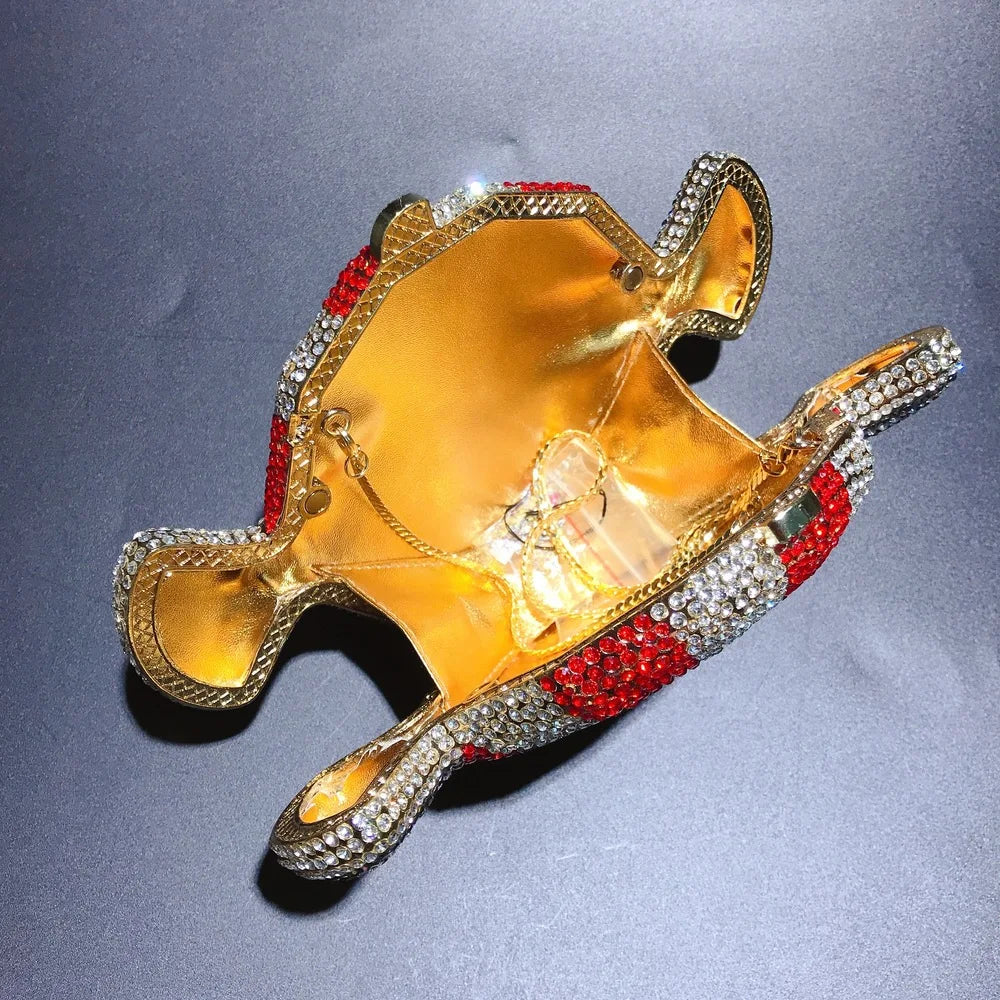 Pochette de soirée Bonbon Strass et diamants, sac de fête élégant pour femme, idéal pour mariage et événements luxe.