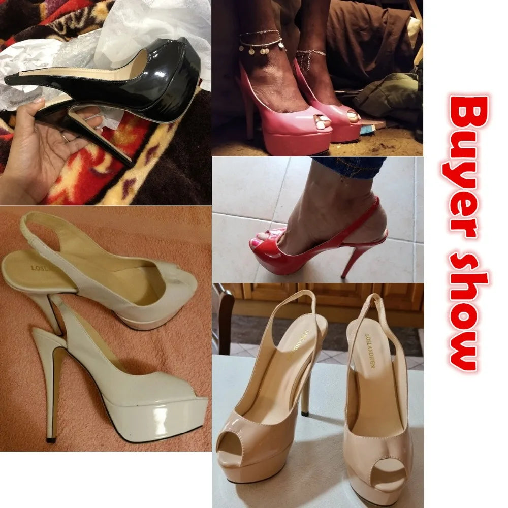 Sandales Talons Hauts 14cm Plateforme Bout Ouvert - Soirée Mariage Glamour - badassmood