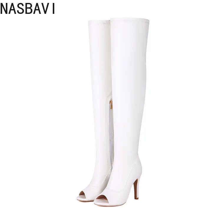 Bottes Cuissardes Léopard Femme Talons Hauts - Cuissardes Zip Élastiques