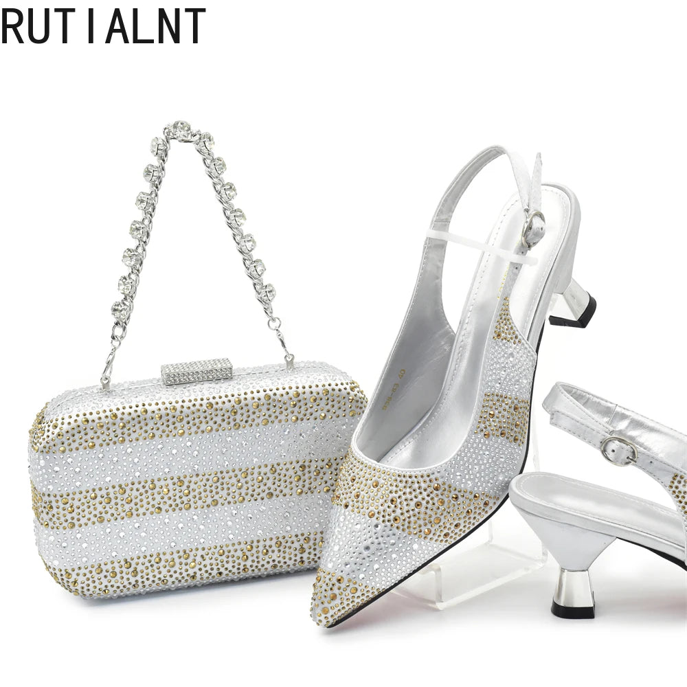 Ensemble Chaussures et Sac Italien Designer Mariage - Escarpins Luxe Femme Mariée Soirée - badassmood