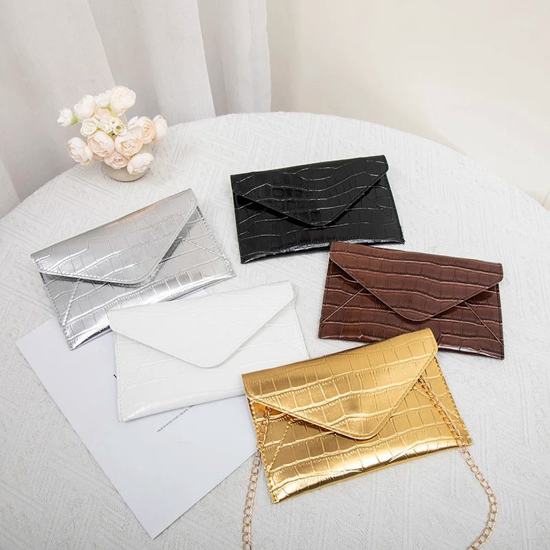 Pochette Soirée Or Argent Chaîne Luxe - Clutch Mariage Banquet Élégante Femme - badassmood
