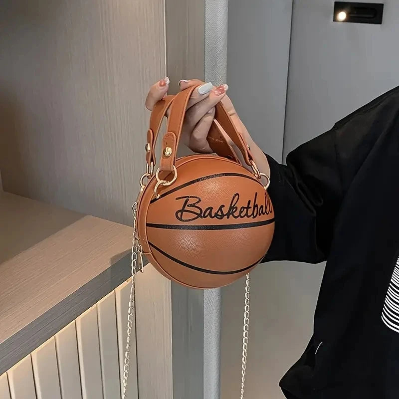 Sac Bandoulière Femme Cuir PU Chaîne - Design Basketball Original - badassmood