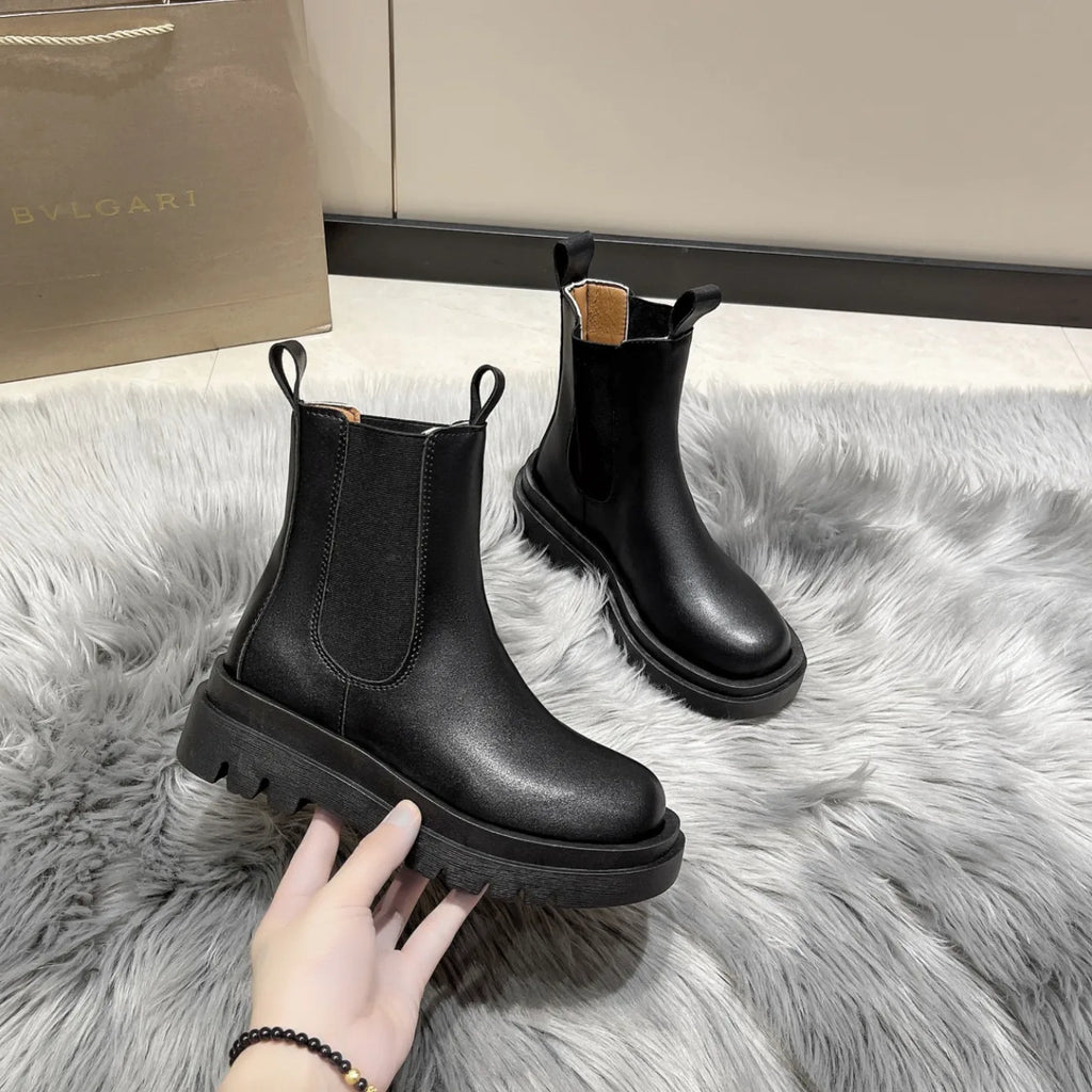 Bottes Chelsea Femme Semelle Épaisse - Bottines Plates Luxe Casual - badassmood