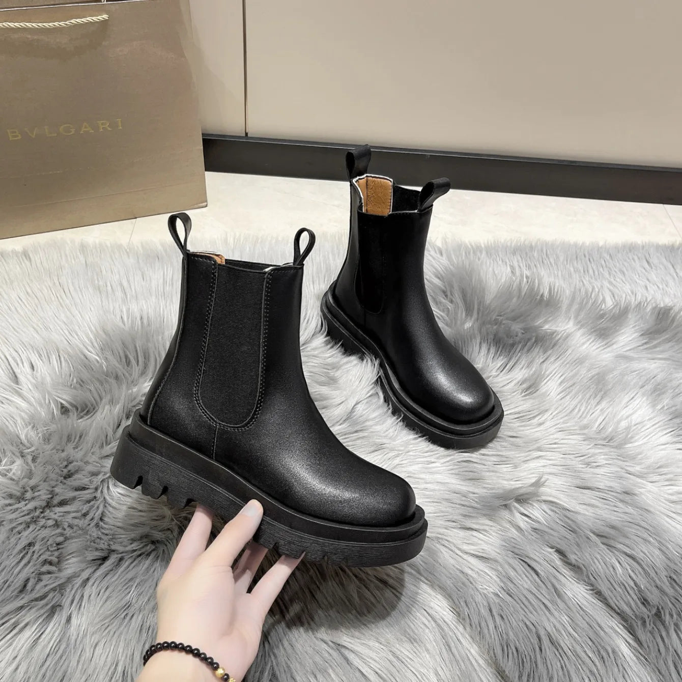 Bottes Chelsea Femme Semelle Épaisse - Bottines Plates Luxe Casual - badassmood