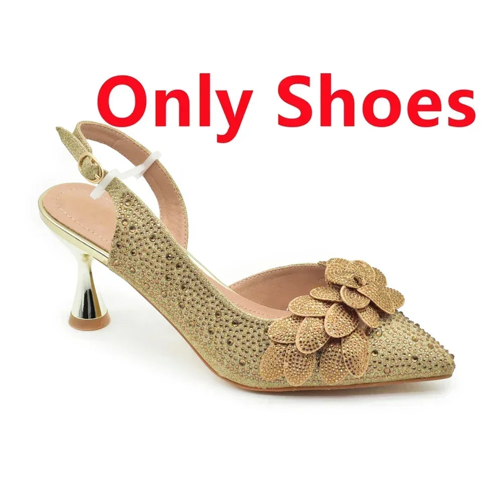 Ensemble Chaussures et Sac Italien Luxe Mariage Femme - Escarpins Strass Talon Haut 8cm - badassmood