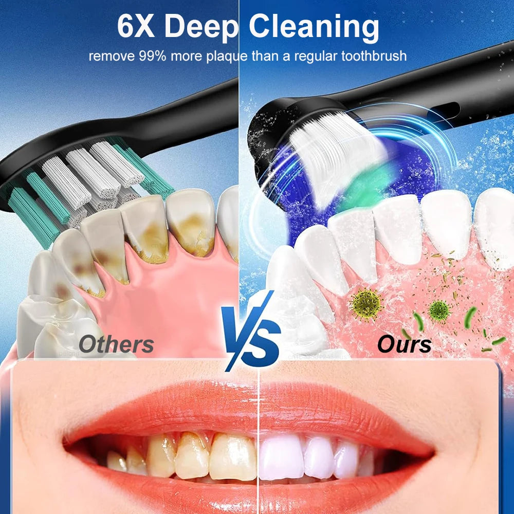 Electric Toothbrush Rotary Rechargeable Electric Toothbrush for Adults Rotating Electric Toothbrushes with 8 Soft Brush Heads - badassmood