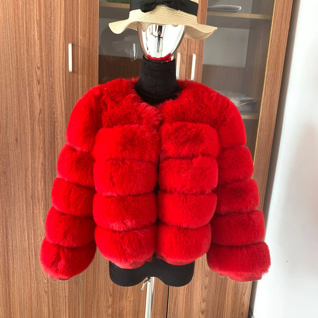 Manteau Fausse Fourrure Renard Femme - Veste Courte Luxe Fluffy Hiver - badassmood