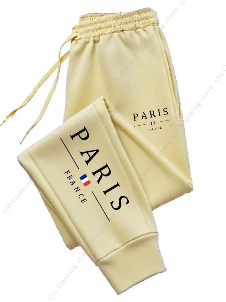 Pantalon de jogging femme Paris 2025 automne hiver en fleece, style casual et confortable, de la marque badassmood.com.